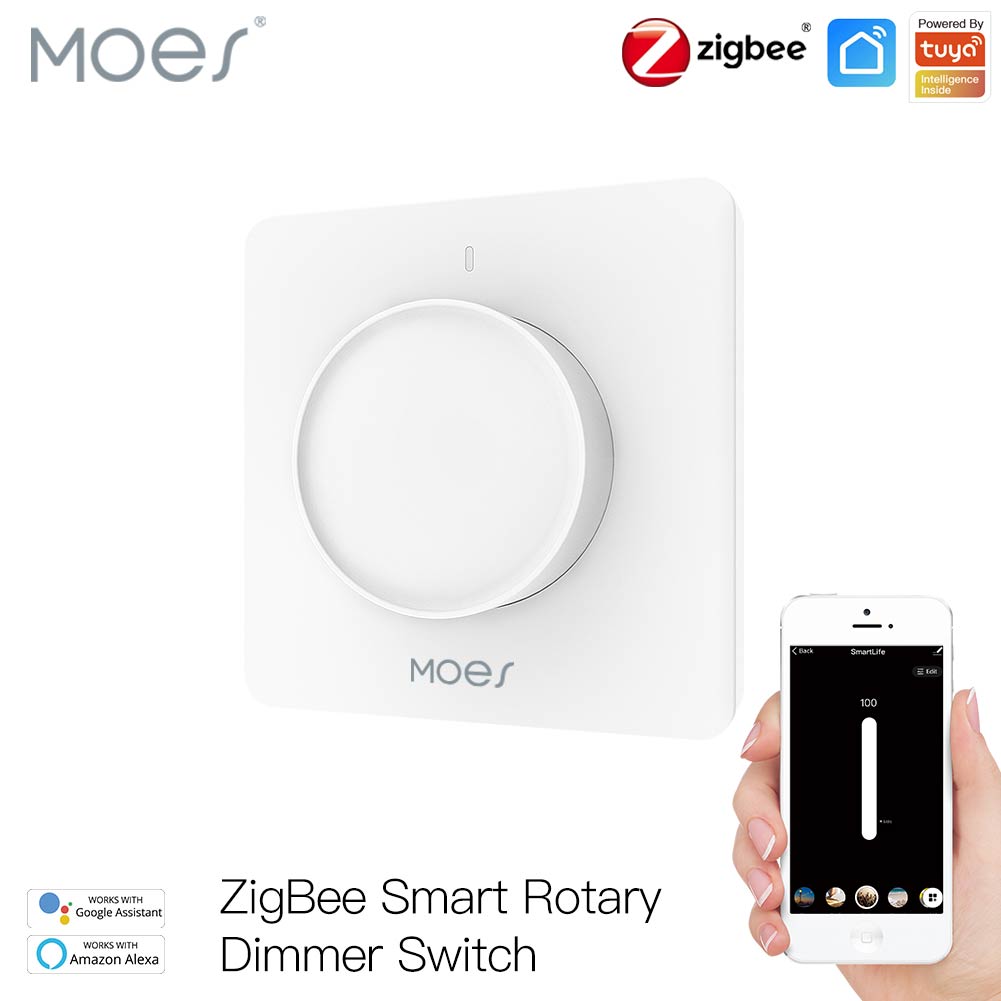 Smart Relay Tuya - สวิตช์หรี่ไฟแบบหมุนอัจฉริยะ MOES Tuya Zigbee ควบคุมความสว่างด้วยปุ่มหมุน ใช้งานร่วมกับ