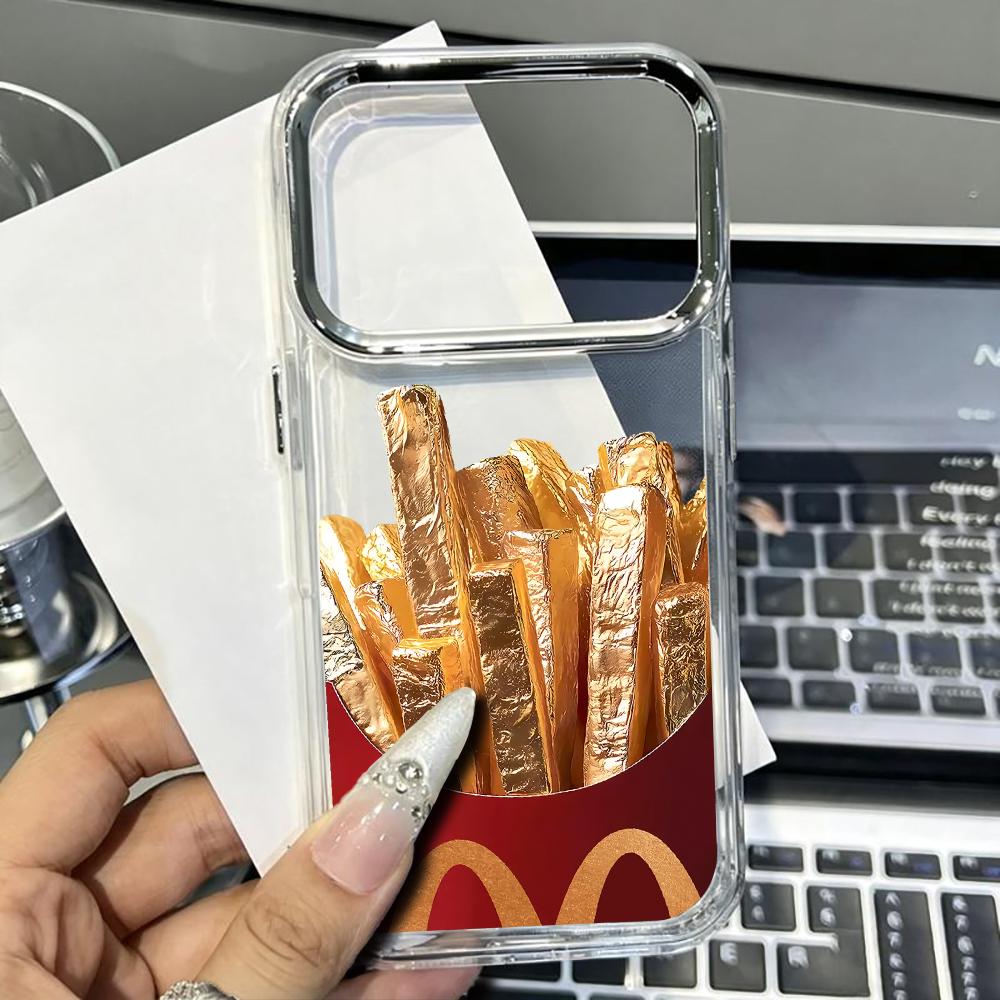 Shelly - เคสโทรศัพท์ซิลิโคนใส TPU แบบนุ่มลาย Golden Fries สำหรับ