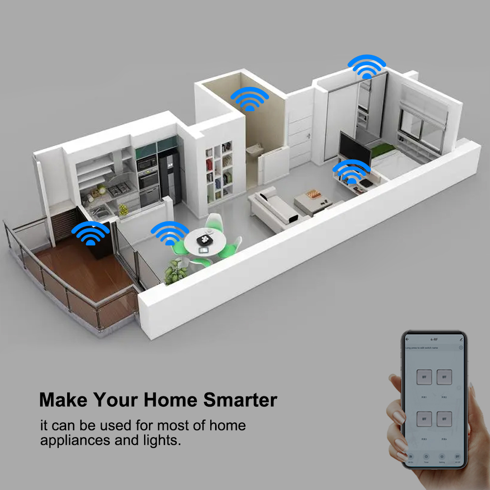 สวิตช์ตัดวงจร Wifi 4 ช่องทาง T - Tuya 4 Channel บทวิจารณ์และราคา