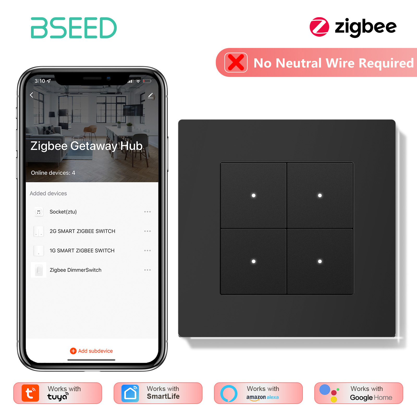สวิตช์ไฟอัจฉริยะ BSEED 1/2/3/4 - Tuya 4 Channel บทวิจารณ์และราคา